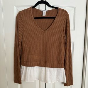 Long Sleeve Light Weight Sweater with Shirt Hem